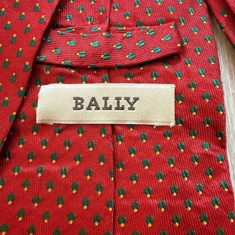 Bally Red Silk Tie Polka Dots Mens